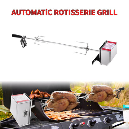 Electric Rotisserie Grill Kit with 4W Motor, 70cm or 120cm BBQ Spit Options