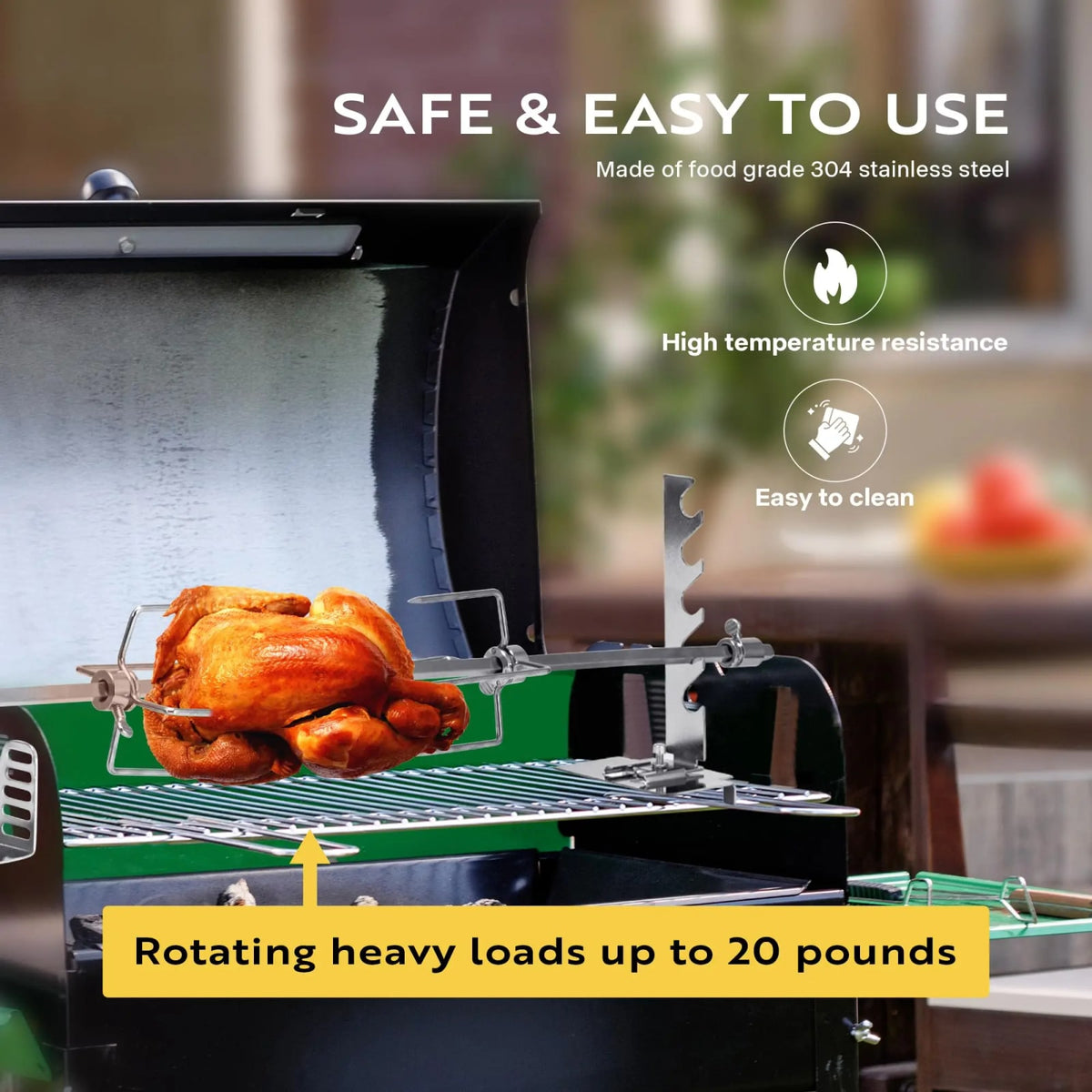 Electric Rotisserie Grill Kit with 4W Motor, 70cm or 120cm BBQ Spit Options