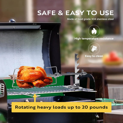 Electric Rotisserie Grill Kit with 4W Motor, 70cm or 120cm BBQ Spit Options