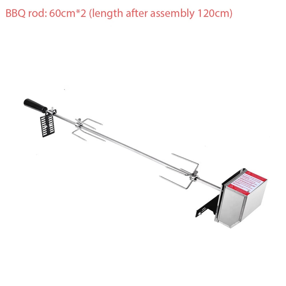 Electric Rotisserie Grill Kit with 4W Motor, 70cm or 120cm BBQ Spit Options - EU Plug / 120cm 2 BBQ Fork
