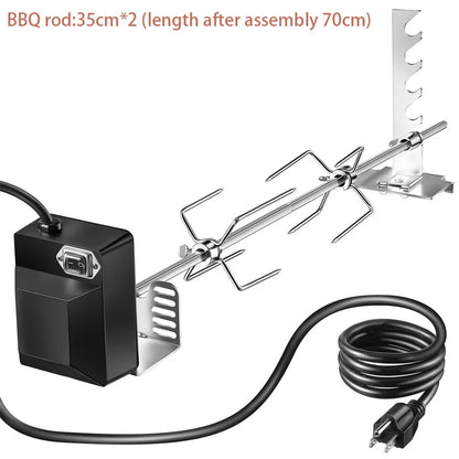 Electric Rotisserie Grill Kit with 4W Motor, 70cm or 120cm BBQ Spit Options - US Plug / 70cm 2 BBQ Fork
