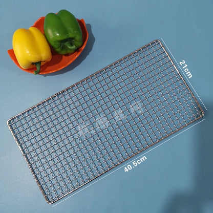 304 Stainless Steel BBQ Grill Mesh Grid, Rectangle, 1cm Mesh, 27 Sizes - 40.5X21CM