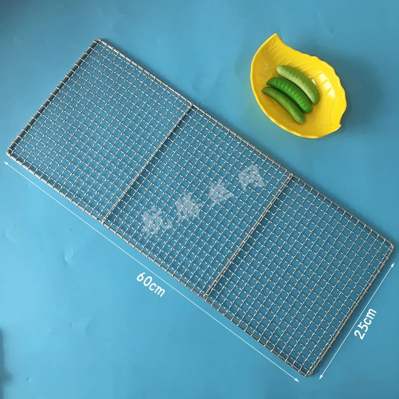 304 Stainless Steel BBQ Grill Mesh Grid, Rectangle, 1cm Mesh, 27 Sizes - 60X25CM