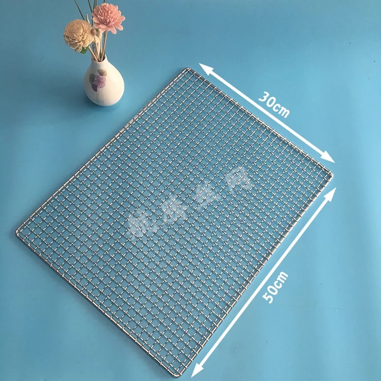 304 Stainless Steel BBQ Grill Mesh Grid, Rectangle, 1cm Mesh, 27 Sizes - 50X30CM