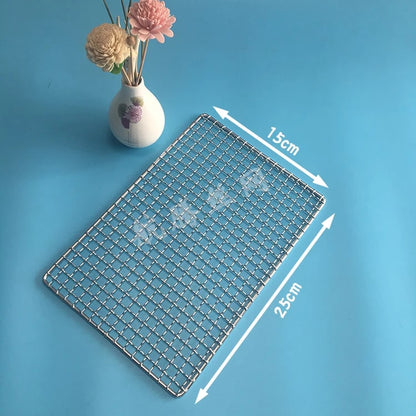 304 Stainless Steel BBQ Grill Mesh Grid, Rectangle, 1cm Mesh, 27 Sizes - 25X15CM