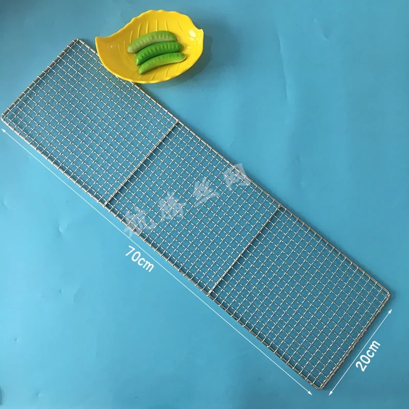 304 Stainless Steel BBQ Grill Mesh Grid, Rectangle, 1cm Mesh, 27 Sizes - 70X20CM