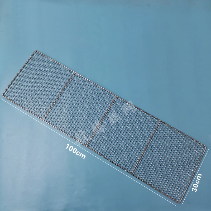304 Stainless Steel BBQ Grill Mesh Grid, Rectangle, 1cm Mesh, 27 Sizes - 100X30CM