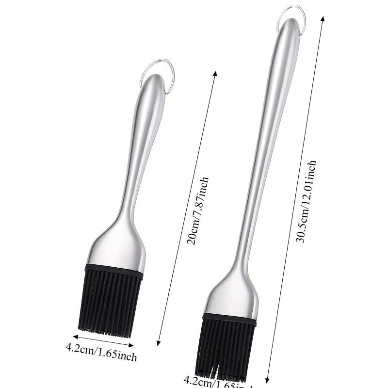 Silicone BBQ Basting Brush, Long or Short Style, 2-Set