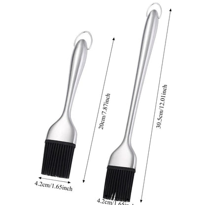 Silicone BBQ Basting Brush, Long or Short Style, 2-Set