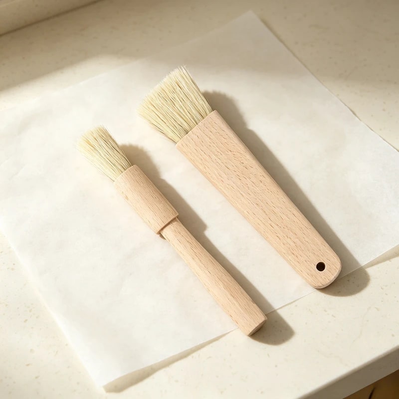 BBQ Basting Brushes 2 Pack, Wooden Handles, Pig Hair Bristles, 18.5cm