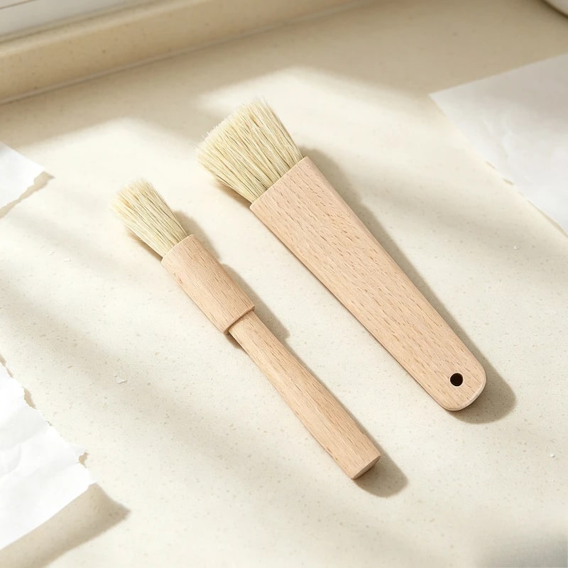 BBQ Basting Brushes 2 Pack, Wooden Handles, Pig Hair Bristles, 18.5cm