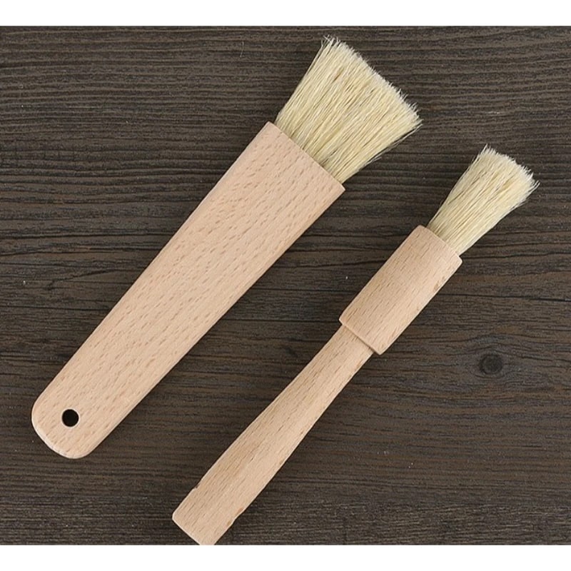 BBQ Basting Brushes 2 Pack, Wooden Handles, Pig Hair Bristles, 18.5cm