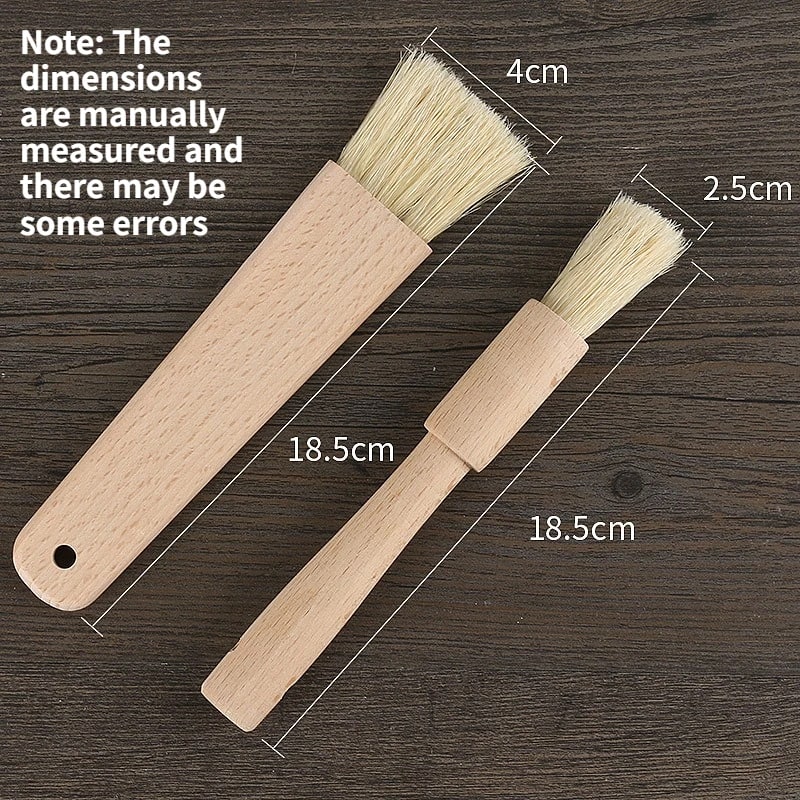 BBQ Basting Brushes 2 Pack, Wooden Handles, Pig Hair Bristles, 18.5cm