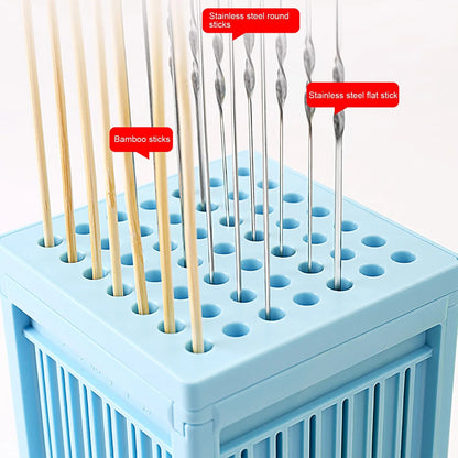 49-Hole BBQ Meat Skewer Maker Tool Box, 18 x 13.8 x 11 cm