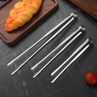 304 Stainless Steel BBQ Tongs with Serrated Food-Gripping Ends