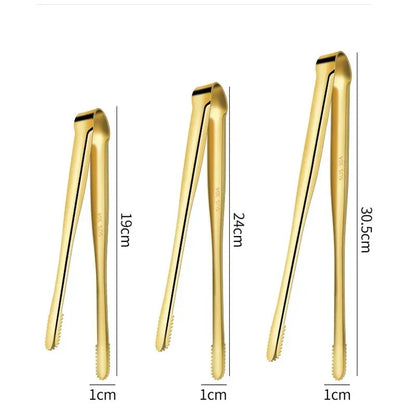 304 Stainless Steel BBQ Tongs with Serrated Food-Gripping Ends - 3pcs goldABC