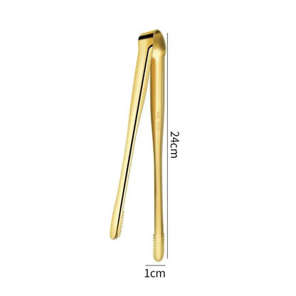 304 Stainless Steel BBQ Tongs with Serrated Food-Gripping Ends - 1pc gold B
