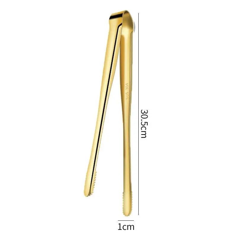 304 Stainless Steel BBQ Tongs with Serrated Food-Gripping Ends - 1pc gold C