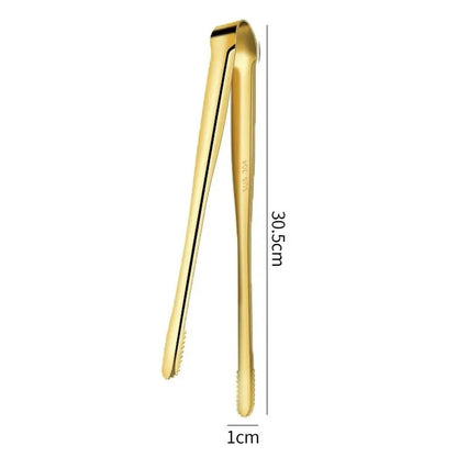 304 Stainless Steel BBQ Tongs with Serrated Food-Gripping Ends - 1pc gold C