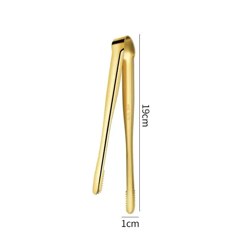 304 Stainless Steel BBQ Tongs with Serrated Food-Gripping Ends - 1pc gold A