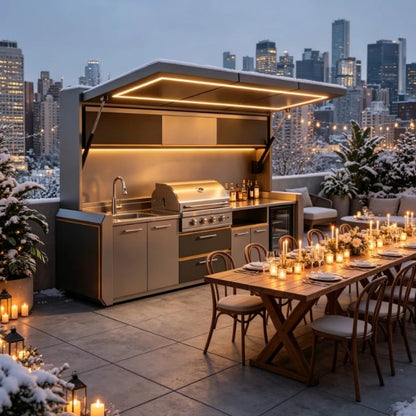 Stainless Steel Outdoor Kitchen Cabinet with BBQ Equipment, Modular Garden Kitchen