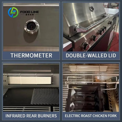 Stainless Steel Outdoor Kitchen Cabinet with BBQ Equipment, Modular Garden Kitchen
