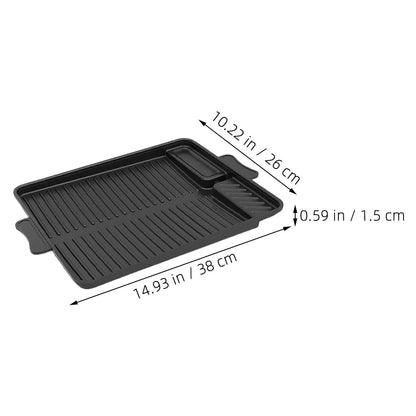 ROSENICE Black Rectangular Non-Stick Grill Plate, 38 x 26 cm