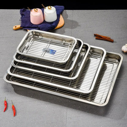 Stainless Steel Baking Tray with Removable Cooling Rack, Oven and BBQ, Multiple Sizes
