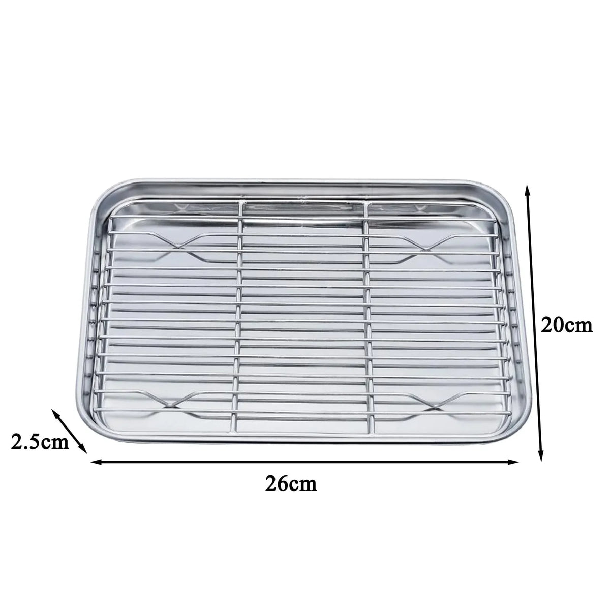 Stainless Steel Baking Tray with Removable Cooling Rack, Oven and BBQ, Multiple Sizes - M 26x20CM