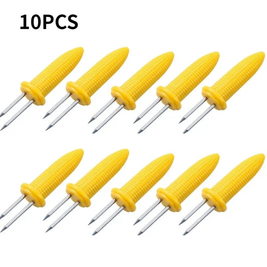 Corn Holders, Stainless Steel, Yellow Handles, 10-Piece Pack, 6cm