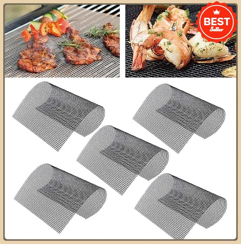 PTFE Fibreglass BBQ Grill Mat, Non-Stick Mesh Liner, 30 x 40cm, 36 x 42cm or 40cm Round