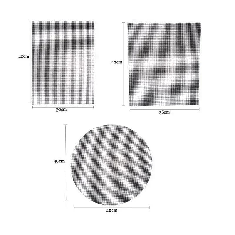 PTFE Fibreglass BBQ Grill Mat, Non-Stick Mesh Liner, 30 x 40cm, 36 x 42cm or 40cm Round