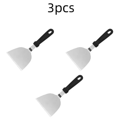 Stainless Steel BBQ Griddle Spatula Hamburger Scraper, Multiple Pack Sizes - B-3pcs