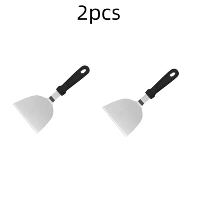 Stainless Steel BBQ Griddle Spatula Hamburger Scraper, Multiple Pack Sizes - B-2pcs