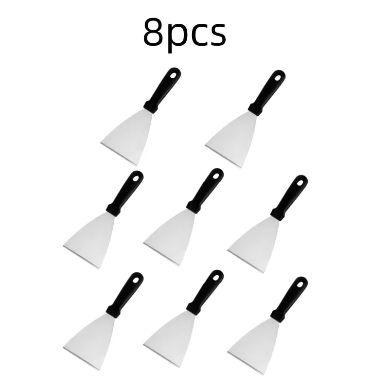 Stainless Steel BBQ Griddle Spatula Hamburger Scraper, Multiple Pack Sizes - A-8pcs