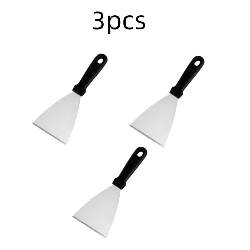 Stainless Steel BBQ Griddle Spatula Hamburger Scraper, Multiple Pack Sizes - A-3pcs