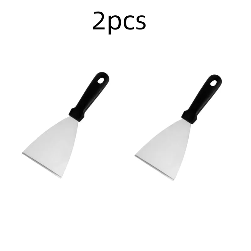 Stainless Steel BBQ Griddle Spatula Hamburger Scraper, Multiple Pack Sizes - A-2pcs