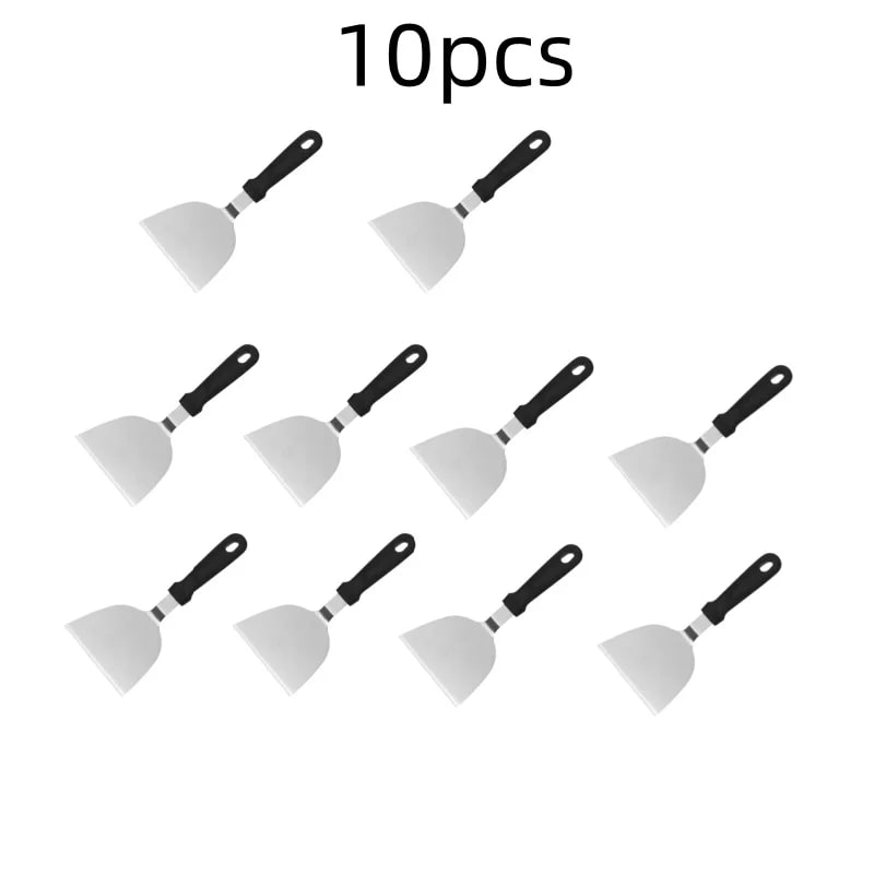 Stainless Steel BBQ Griddle Spatula Hamburger Scraper, Multiple Pack Sizes - B-10pcs