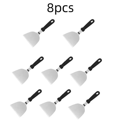 Stainless Steel BBQ Griddle Spatula Hamburger Scraper, Multiple Pack Sizes - B-8pcs