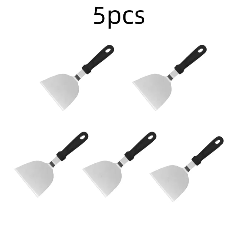 Stainless Steel BBQ Griddle Spatula Hamburger Scraper, Multiple Pack Sizes - B-5pcs
