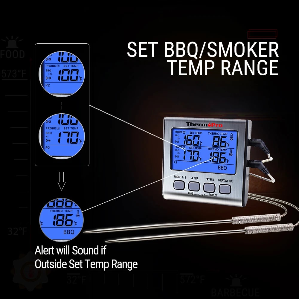 TempPro TP17 Dual Probe Digital Meat Thermometer with 100cm Cable