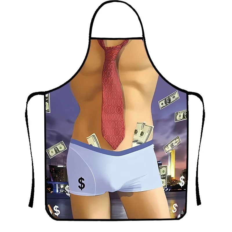 Novelty BBQ Apron, Printed Non-Woven Cotton and Linen Bib Apron, 4 Sizes