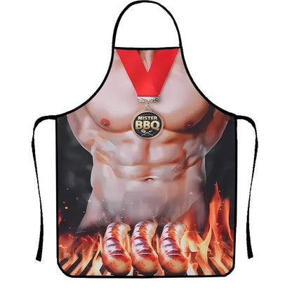 Novelty BBQ Apron, Printed Non-Woven Cotton and Linen Bib Apron, 4 Sizes - 66x81cm26x32in / 2603303353