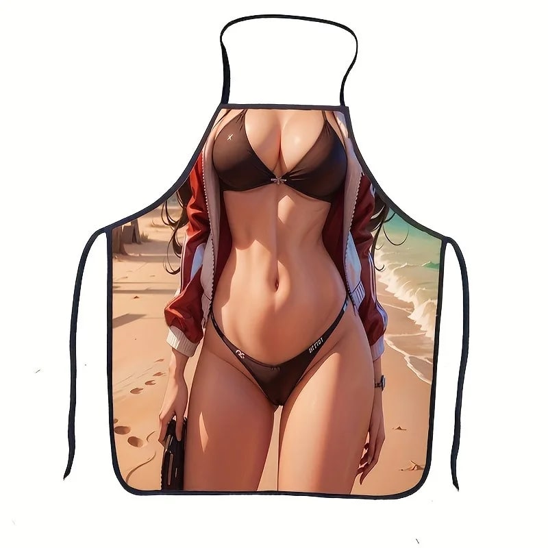 Novelty BBQ Apron, Printed Non-Woven Cotton and Linen Bib Apron, 4 Sizes - 66x81cm26x32in / 2603303362