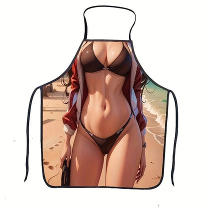 Novelty BBQ Apron, Printed Non-Woven Cotton and Linen Bib Apron, 4 Sizes - 66x81cm26x32in / 2603303362
