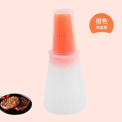 Silicone Oil Dispenser Basting Brush for BBQ Cooking, 12cm - 1PC-orange