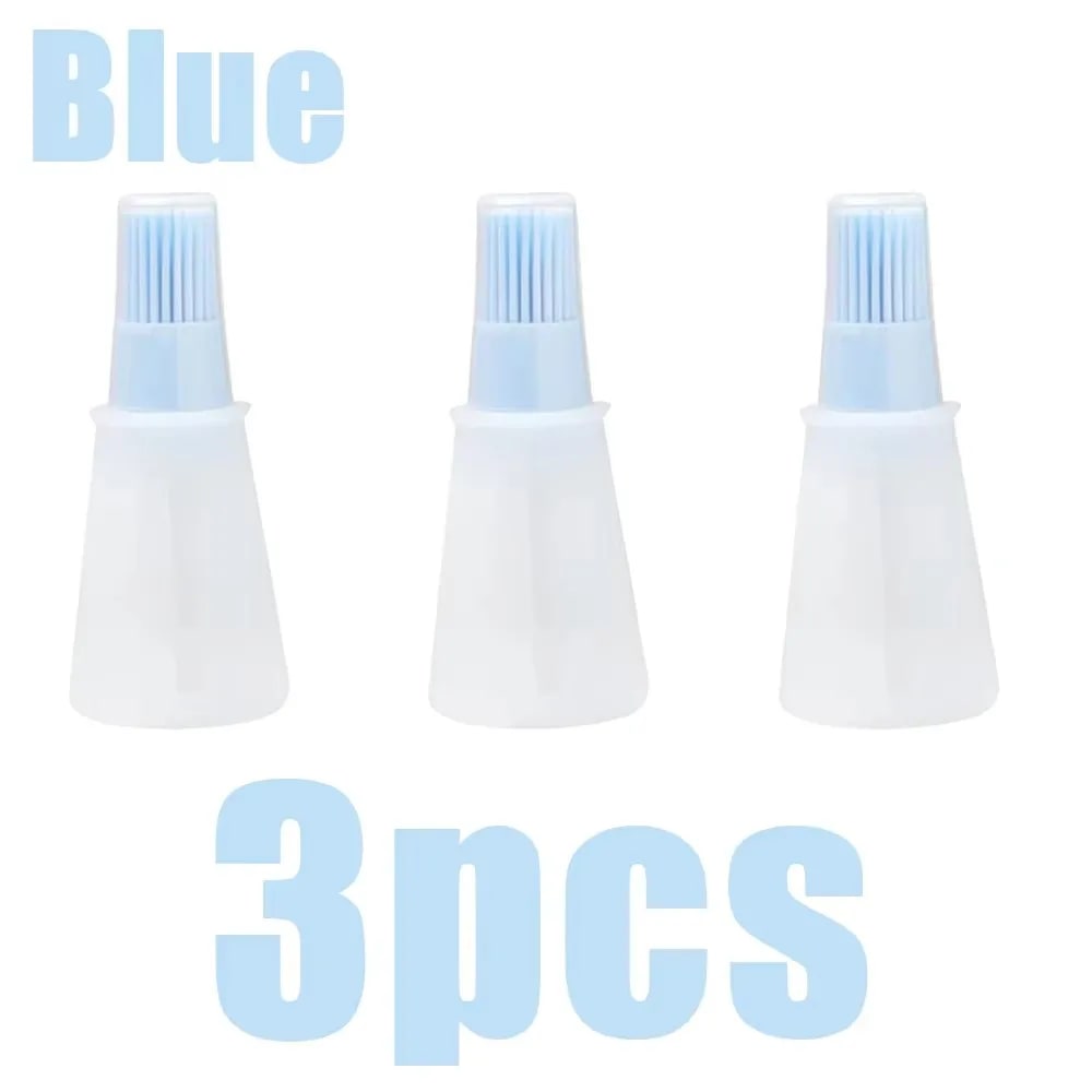 Silicone Oil Dispenser Basting Brush for BBQ Cooking, 12cm - 3PCS-blue