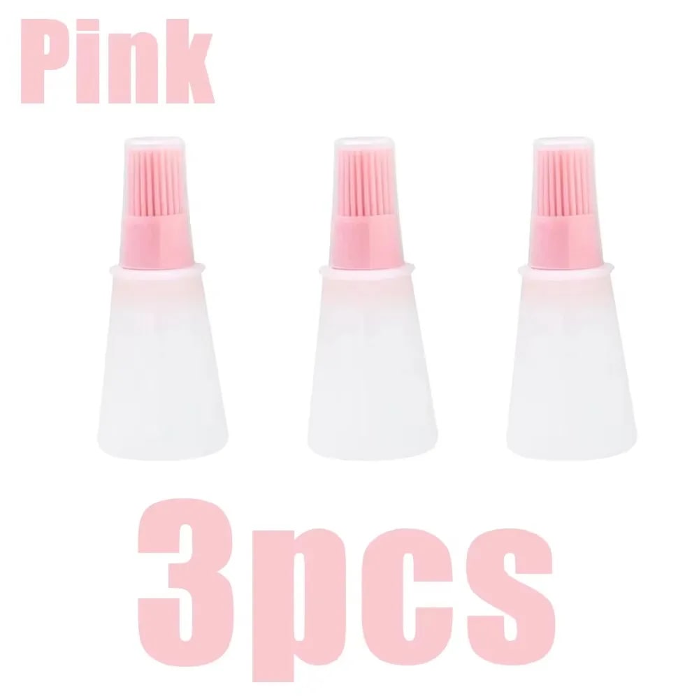 Silicone Oil Dispenser Basting Brush for BBQ Cooking, 12cm - 3PCS-pink