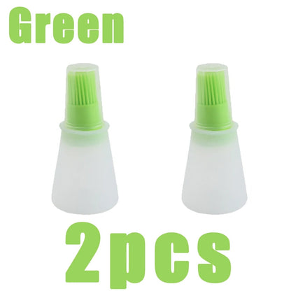 Silicone Oil Dispenser Basting Brush for BBQ Cooking, 12cm - 2PCS-green