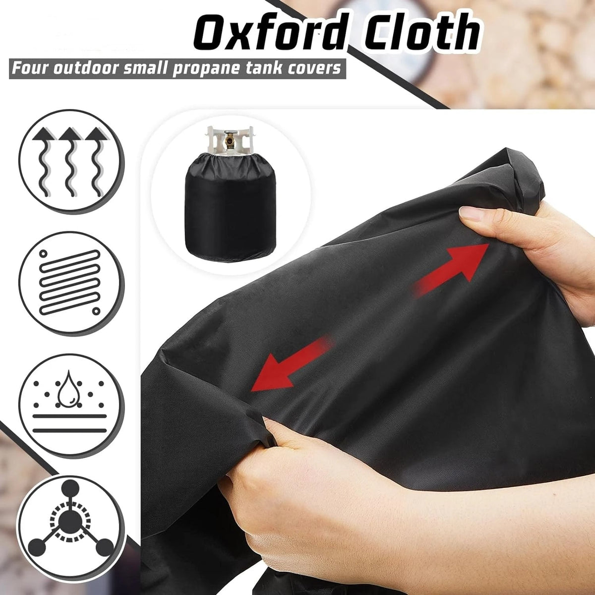 Black Oxford Cloth Propane Gas Bottle Cover, Waterproof Outdoor Tank Cover